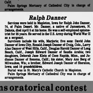Obituary for Ralph John Danner